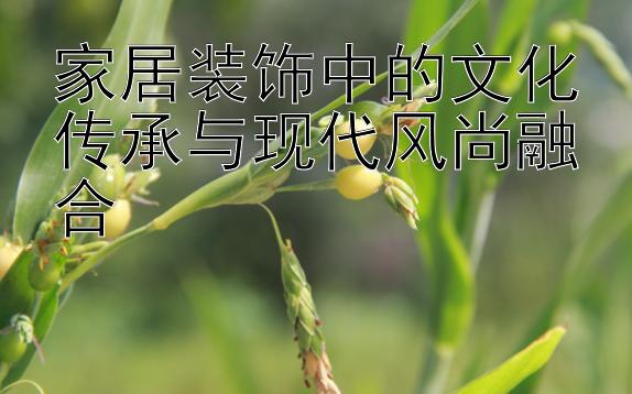 家居装饰中的文化传承与现代风尚融合