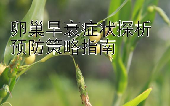 卵巢早衰症状探析 预防策略指南